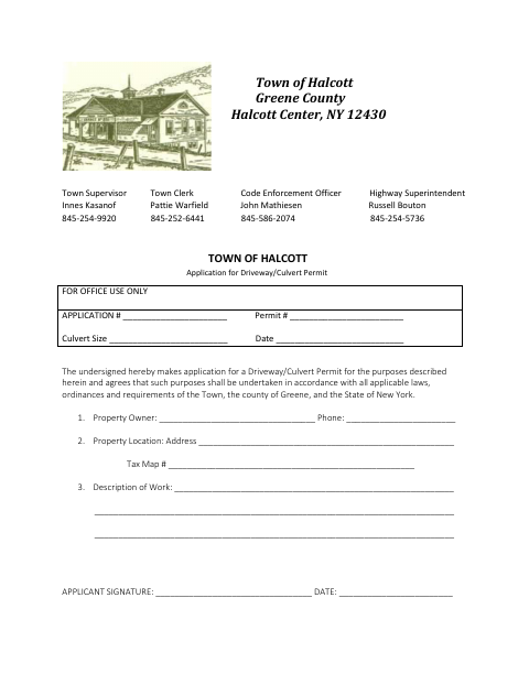 First page of the Application for Driveway/Culvert Permit