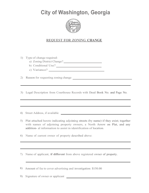 First page of the Request for Zoning Change