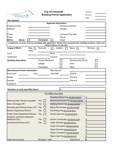 First page of the Building Permit Application
