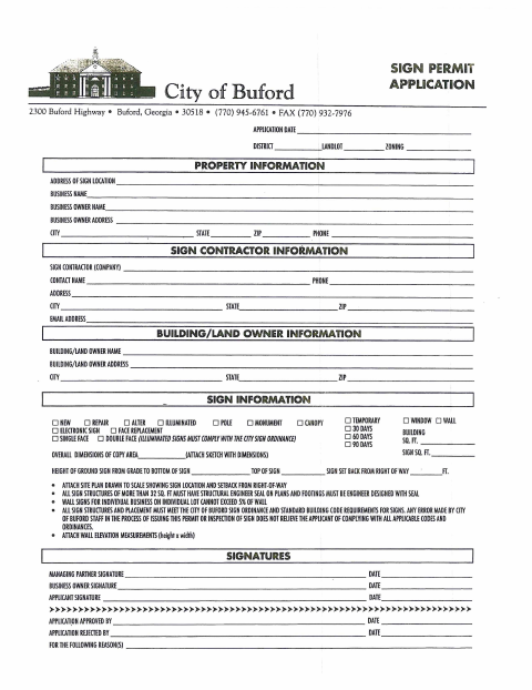 First page of the Banner Permit Application