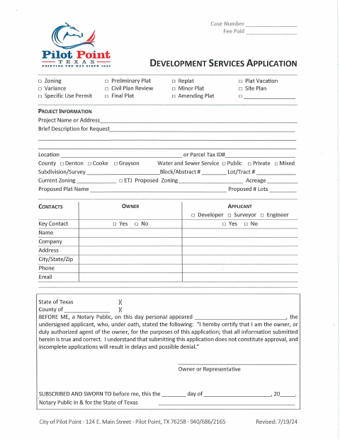 First page of the Zoning Checklist and Application