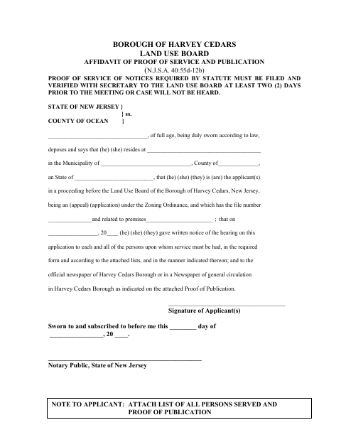 First page of the Affidavit of Proof of Service and Publication
