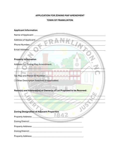 First page of the Application for Zoning Map Amendment