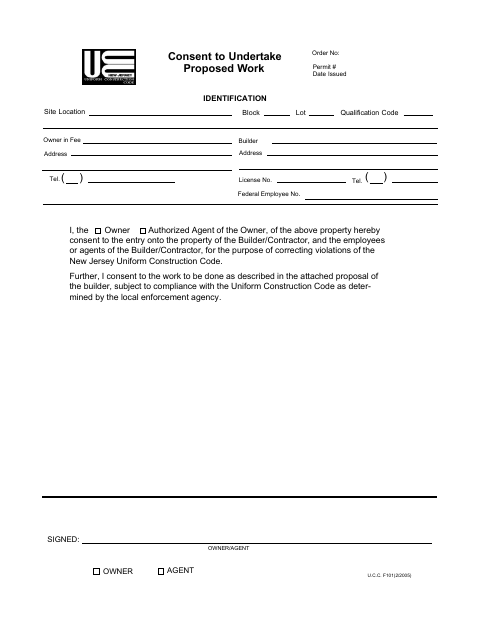 First page of the Consent to Undertake Proposed Work