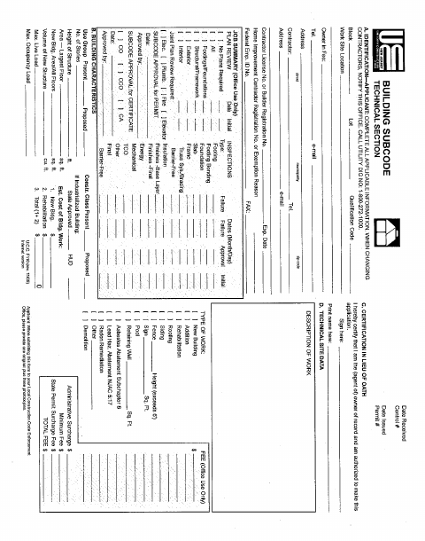 First page of the Building Subcode Technical Section