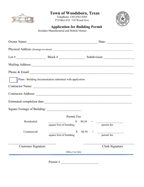 First page of the Application for Building Permit