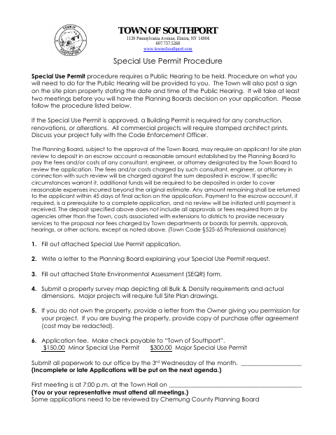 First page of the Special Use Permit Application