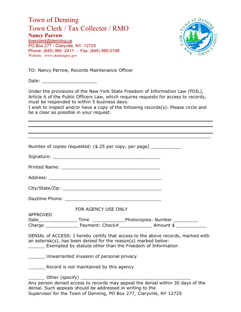 First page of the Freedom of Information Request