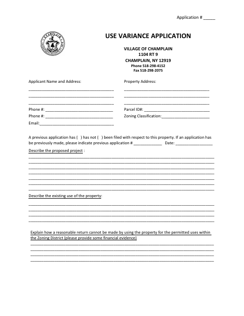 First page of the Use Variance Application