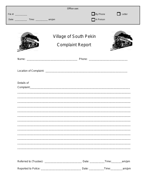 First page of the Complaint Report