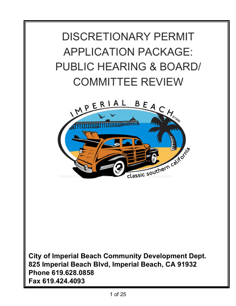 First page of the Discretionary Permit Application Package
