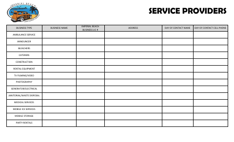 First page of the Service Provider Form