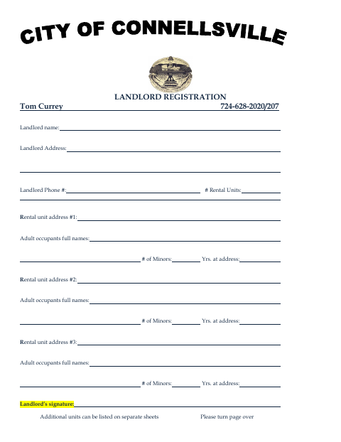 First page of the Landlord Registration