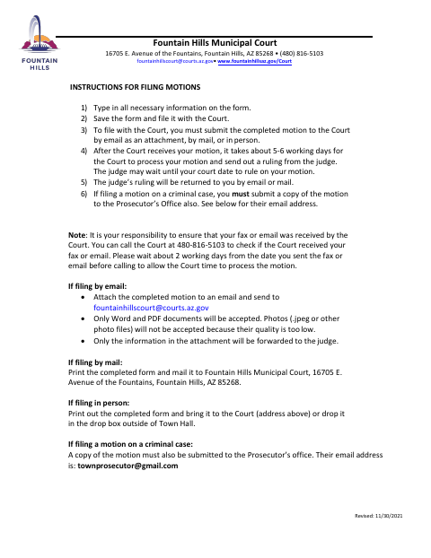 First page of the Motion / Pedimento