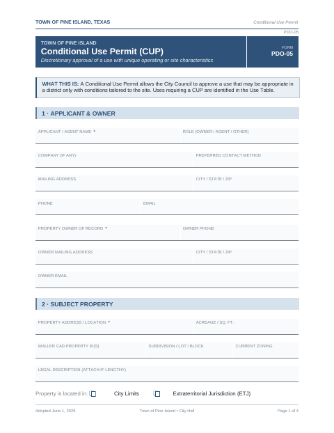 First page of the Conditional Use Permit