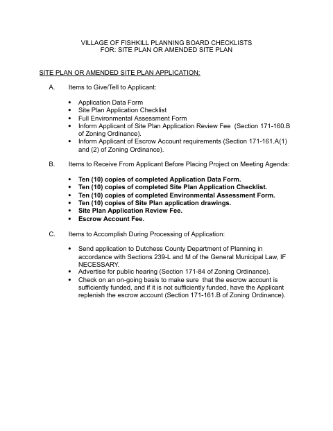 First page of the Site Plan Application