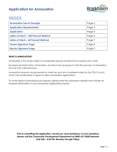 First page of the Annexation Application Owner Signature Page