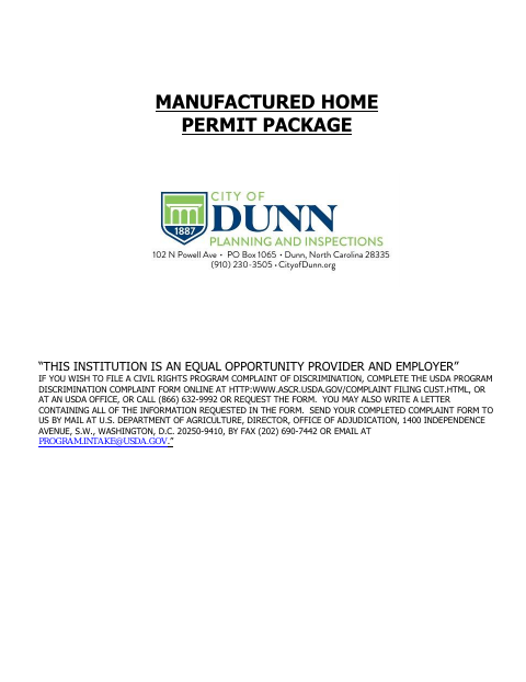 First page of the Application for Manufactured Home Permit