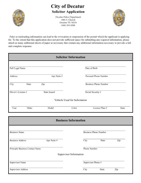 First page of the Solicitor Application