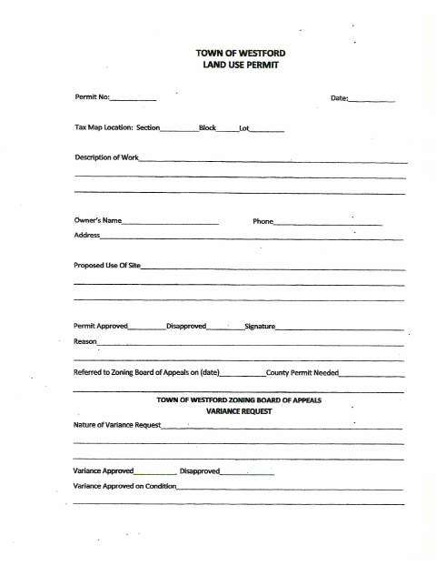 First page of the Land Use Permit Application