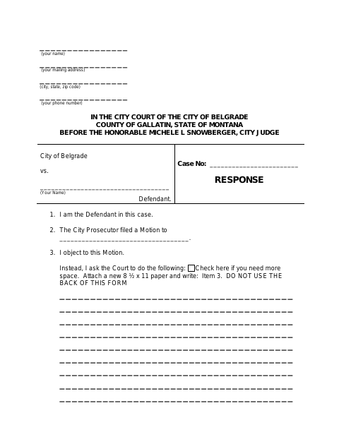 First page of the City Court Motion Response