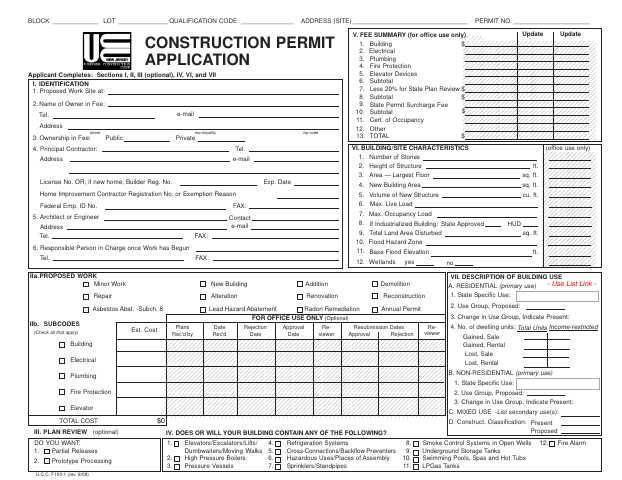 First page of the Construction Permit Application – Certification in Lieu of Oath