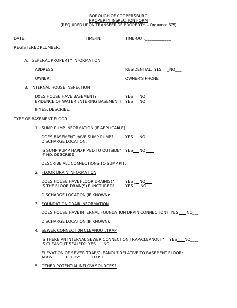 First page of the Property Inspection Form