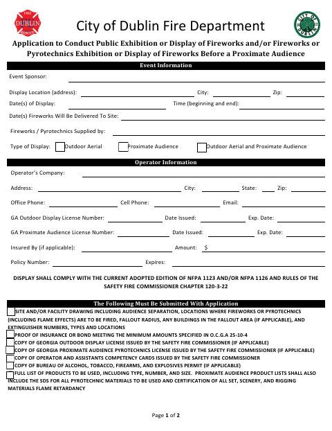 First page of the Fireworks Display Application