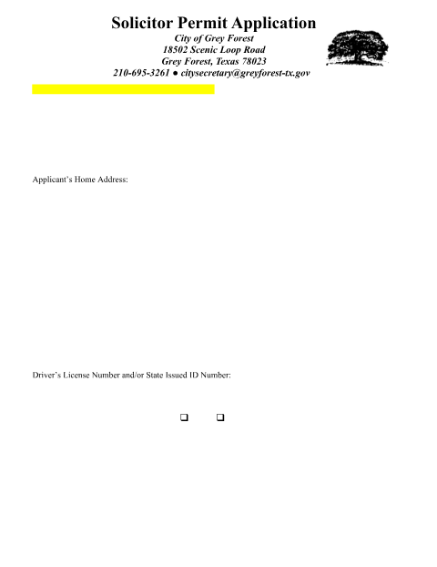 First page of the Solicitor Permit Application