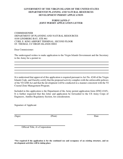 First page of the Major Development Permit Application
