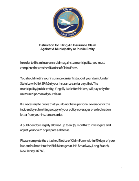 First page of the Notice of Claim