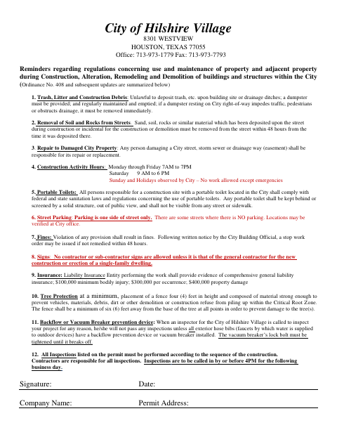 First page of the Construction Property Regulations