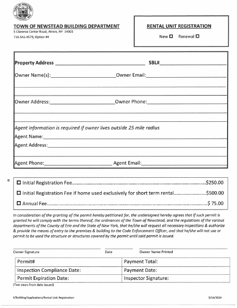 First page of the Short-Term Rental Registration