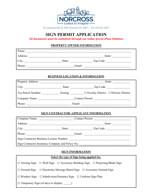 First page of the Sign Permit Application