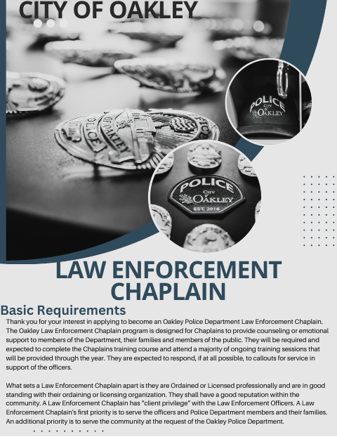 First page of the Law Enforcement Chaplain Volunteer Application