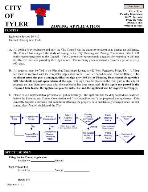 First page of the Zoning Application