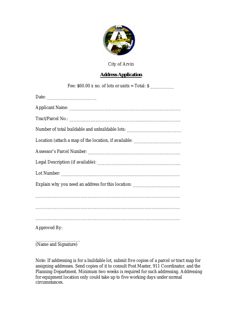 First page of the Address Application