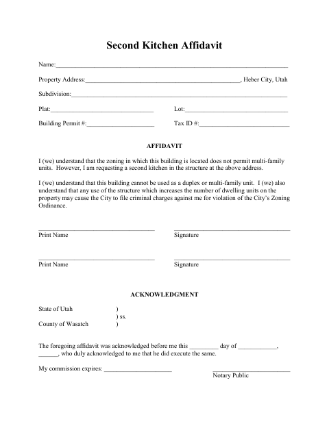 First page of the Second Kitchen Affidavit