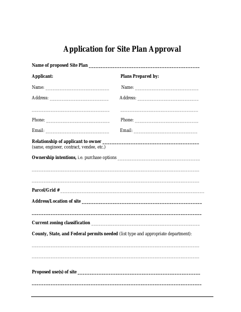 First page of the Application for Site Plan Approval