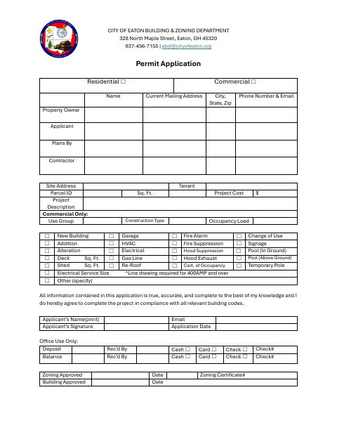 First page of the Building Permit Application