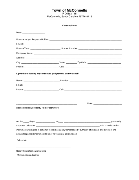 First page of the Licensed Contractor Consent Form