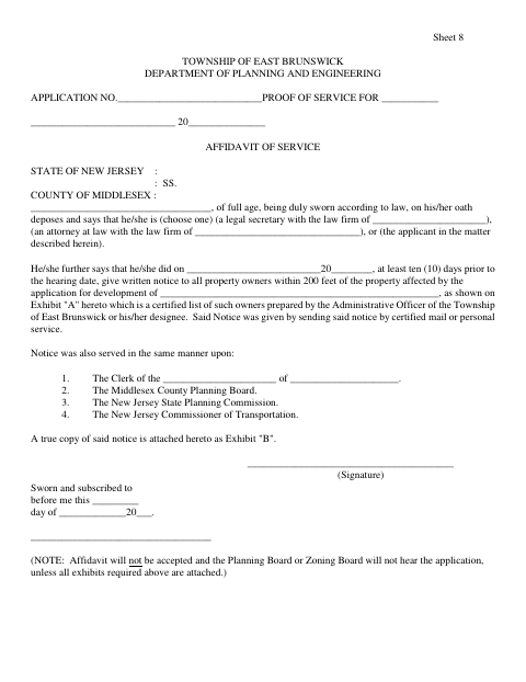 First page of the Affidavit of Public Service