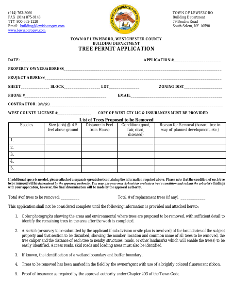 First page of the Tree Permit Application