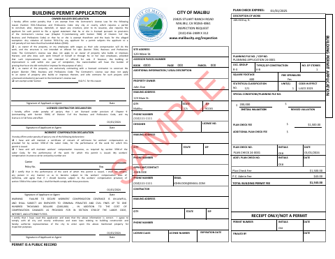 First page of the ADU Building Permit Application