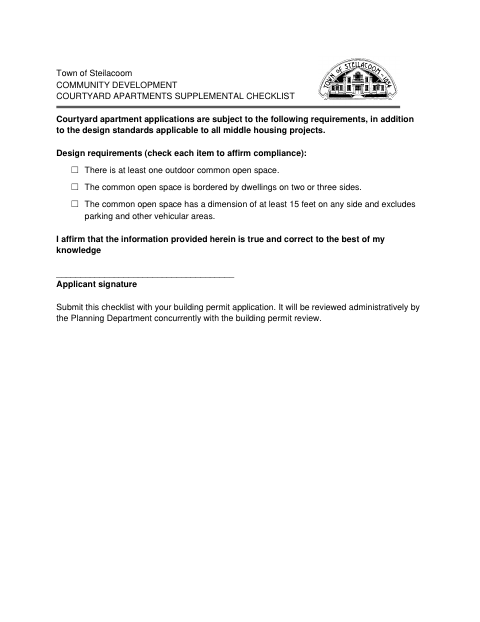 First page of the Courtyard Apartments Supplemental Checklist