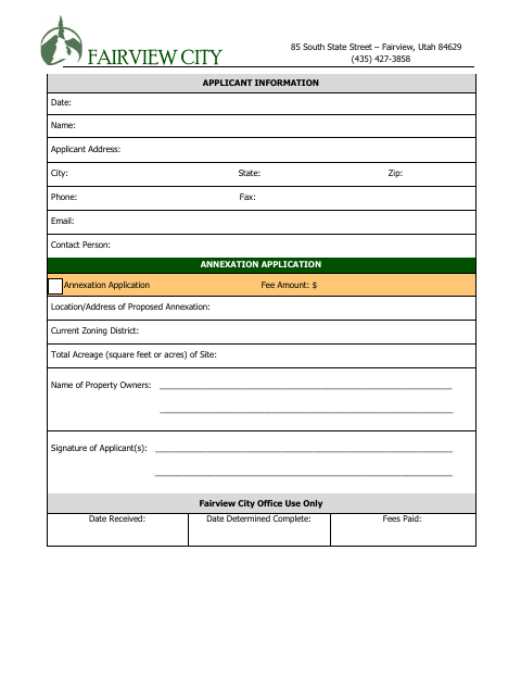 First page of the Annexation Application