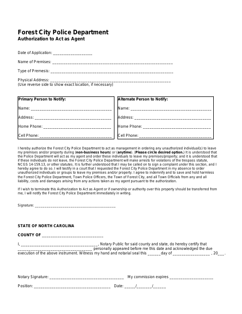 First page of the Authorization to Act as Agent