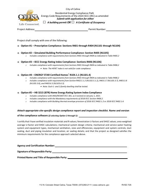 First page of the Residential Energy Compliance Path