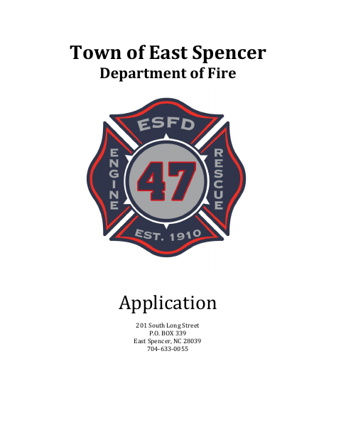 First page of the Fire Department Application