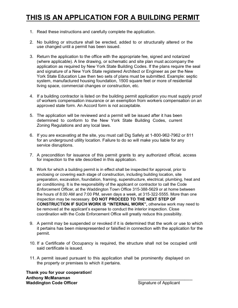 First page of the Building Permit Application and BP-1 Exemption